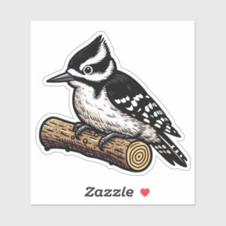 Downy Woodpecker bird Custom-Cut Vinyl Sticker