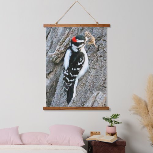 Downy Woodpecker Hanging Tapestry