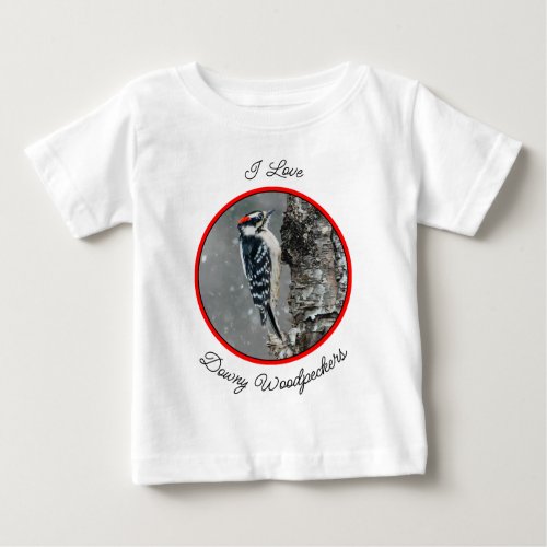 Downy Woodpecker in Snow _ Original Photograph Baby T_Shirt