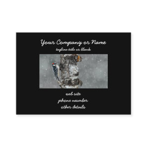 Downy Woodpecker in Snow - Original Photograph Business Card