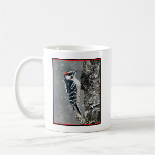 Downy Woodpecker in Snow - Original Photograph Coffee Mug