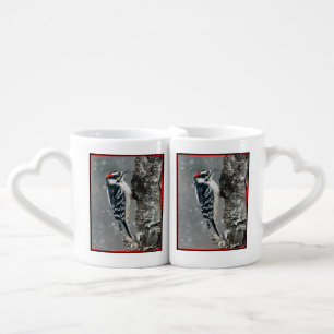 Downy Woodpecker in Snow - Original Photograph Coffee Mug Set