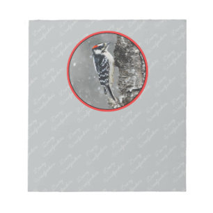 Downy Woodpecker in Snow - Original Photograph Notepad