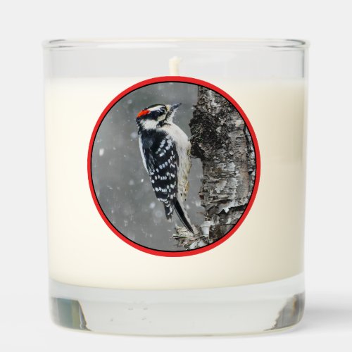 Downy Woodpecker in Snow _ Original Photograph Scented Candle