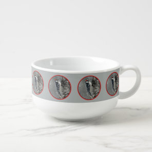 Downy Woodpecker in Snow - Original Photograph Soup Mug