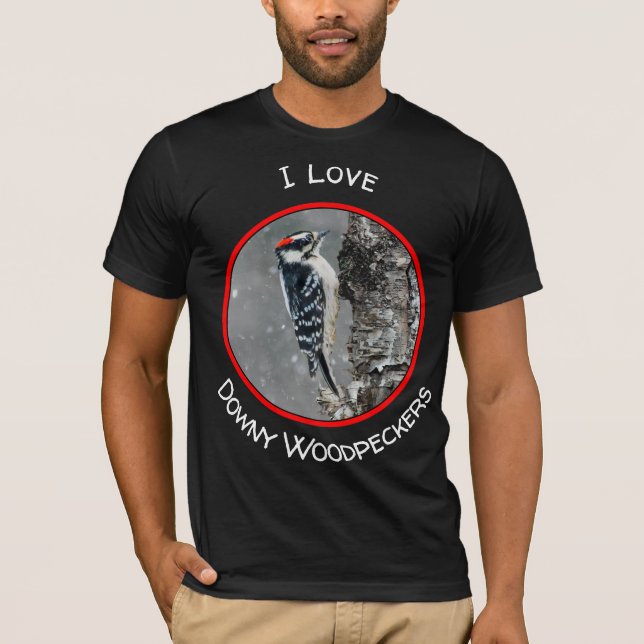 Downy Woodpecker in Snow - Original Photograph T-Shirt (Front)