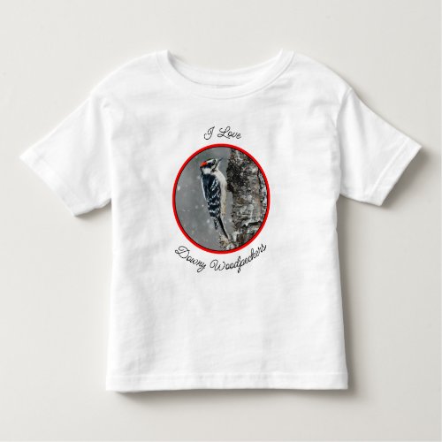 Downy Woodpecker in Snow _ Original Photograph Toddler T_shirt