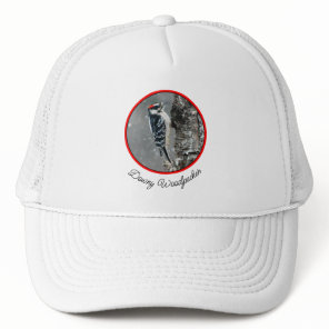 Downy Woodpecker in Snow - Original Photograph Trucker Hat