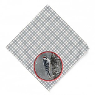 Downy Woodpecker in Winter Original Photograph Bandana