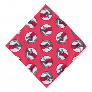 Downy Woodpecker on Red Feeder Original Bird Art Bandana