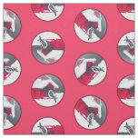 Downy Woodpecker on Red Feeder Original Bird Art Fabric
