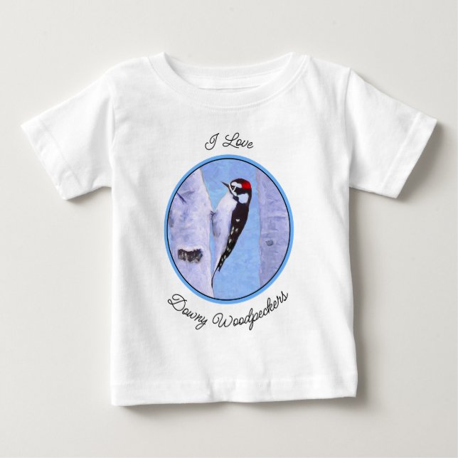 Downy Woodpecker Painting - Original Bird Art Baby T-Shirt (Front)