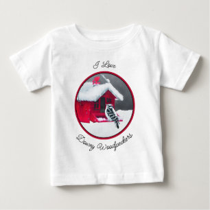Downy Woodpecker Painting - Original Bird Art Baby T-Shirt
