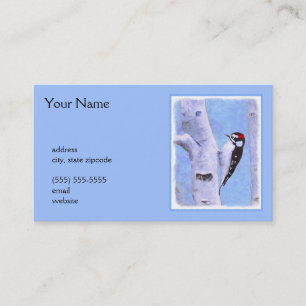 Downy Woodpecker Painting - Original Bird Art Business Card