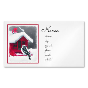 Downy Woodpecker Painting - Original Bird Art Business Card Magnet