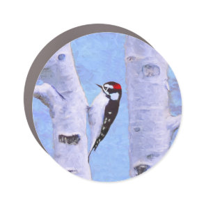 Downy Woodpecker Painting - Original Bird Art Car Magnet