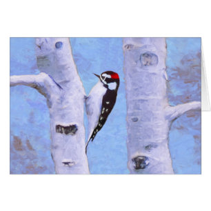 Downy Woodpecker Painting - Original Bird Art Cards