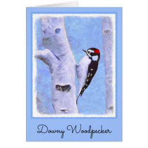 Downy Woodpecker Painting - Original Bird Art Cards