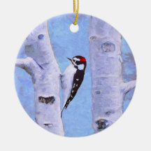 Downy Woodpecker Painting - Original Bird Art
