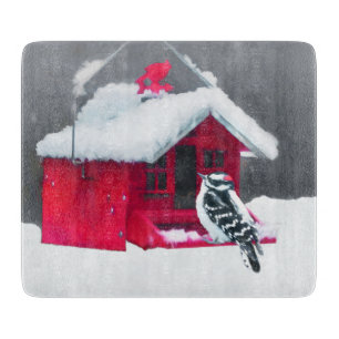 Downy Woodpecker Painting - Original Bird Art Cutting Board