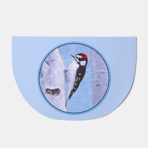 Downy Woodpecker Painting _ Original Bird Art Doormat