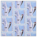 Downy Woodpecker Painting - Original Bird Art Fabric