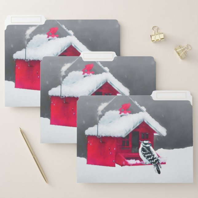 Downy Woodpecker Painting - Original Bird Art File Folder (Set)