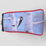 Downy Woodpecker Painting - Original Bird Art Golf Head Cover