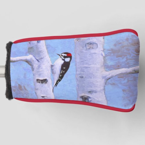 Downy Woodpecker Painting _ Original Bird Art Golf Head Cover