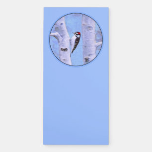 Downy Woodpecker Painting - Original Bird Art Magnetic Notepad