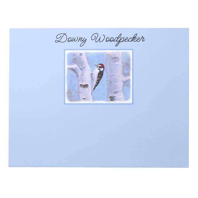 Downy Woodpecker Painting - Original Bird Art Notepad (Front)