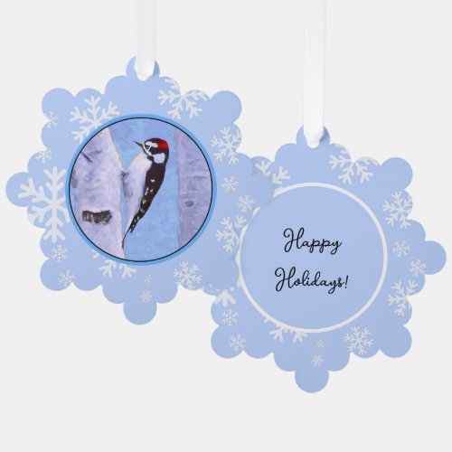 Downy Woodpecker Painting _ Original Bird Art Ornament Card