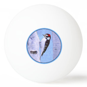 Downy Woodpecker Painting - Original Bird Art Ping Pong Ball