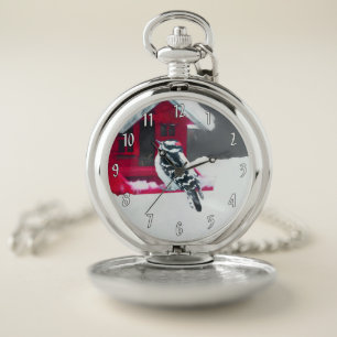 Downy Woodpecker Painting - Original Bird Art Pocket Watch