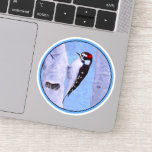 Downy Woodpecker Painting - Original Bird Art Sticker