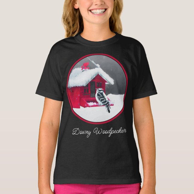 Downy Woodpecker Painting - Original Bird Art T-Sh T-Shirt (Front)