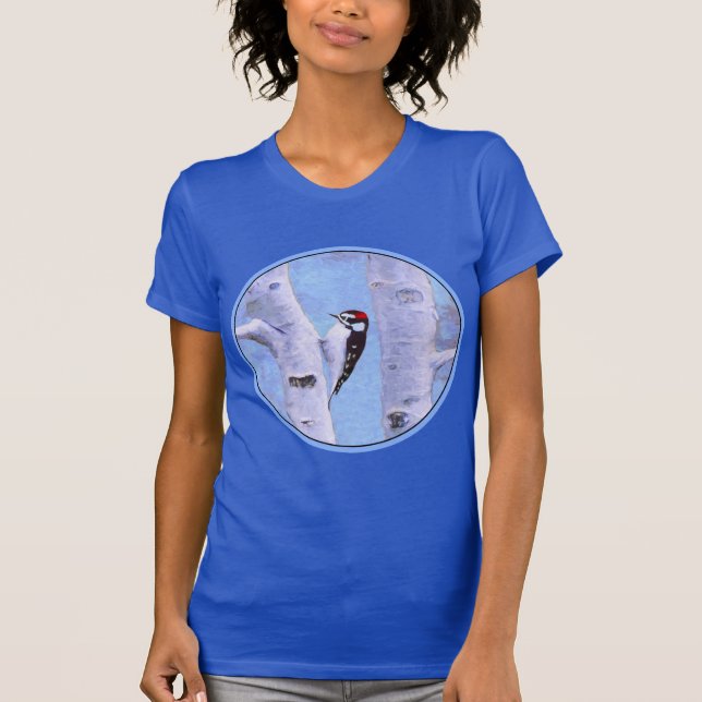 Downy Woodpecker Painting - Original Bird Art T-Shirt (Front)