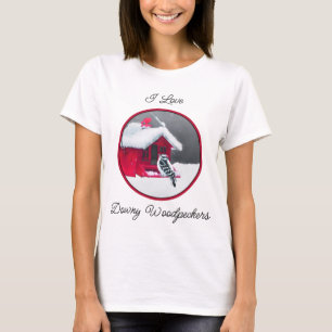Downy Woodpecker Painting - Original Bird Art T-Shirt