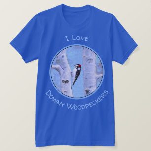 Downy Woodpecker Painting - Original Bird Art T-Shirt