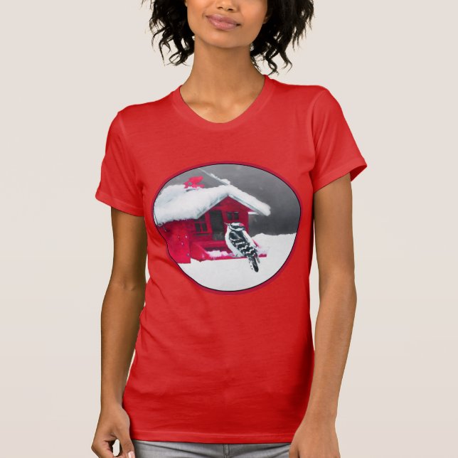 Downy Woodpecker Painting - Original Bird Art T-Shirt (Front)