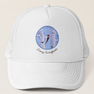 Downy Woodpecker Painting - Original Bird Art Trucker Hat