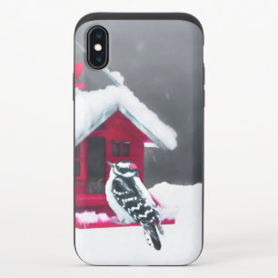 Downy Woodpecker Painting - Original Bird Art iPhone X Slider Case
