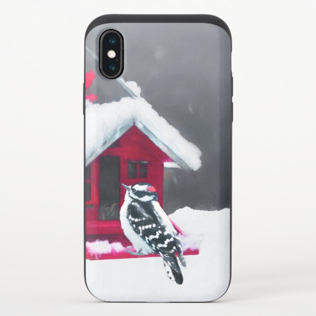 Downy Woodpecker Painting - Original Bird Art Uncommon iPhone Case (Back)
