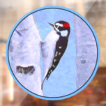 Downy Woodpecker Painting - Original Bird Art Window Cling