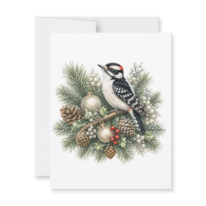 Downy Woodpecker Winter Songbirds Collection  Note Card