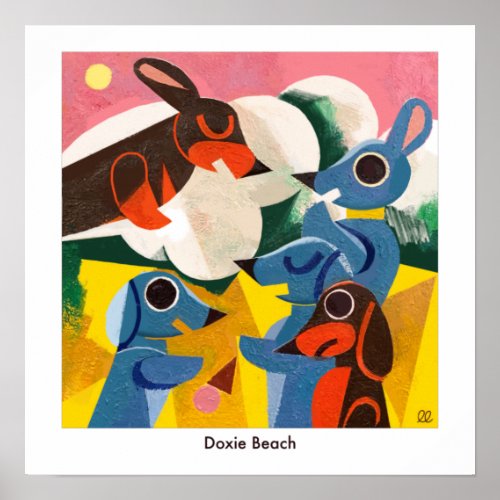 Doxie Beach Poster