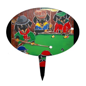Doxie Billiards Cake Topper by Dachshunds_by_Joanne at Zazzle