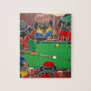 Doxie Billiards Jigsaw Puzzle by Dachshunds_by_Joanne at Zazzle
