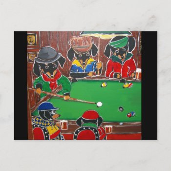 Doxie Billiards Postcard by Dachshunds_by_Joanne at Zazzle