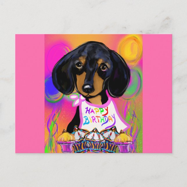 Doxie Birthday Postcard (Front)